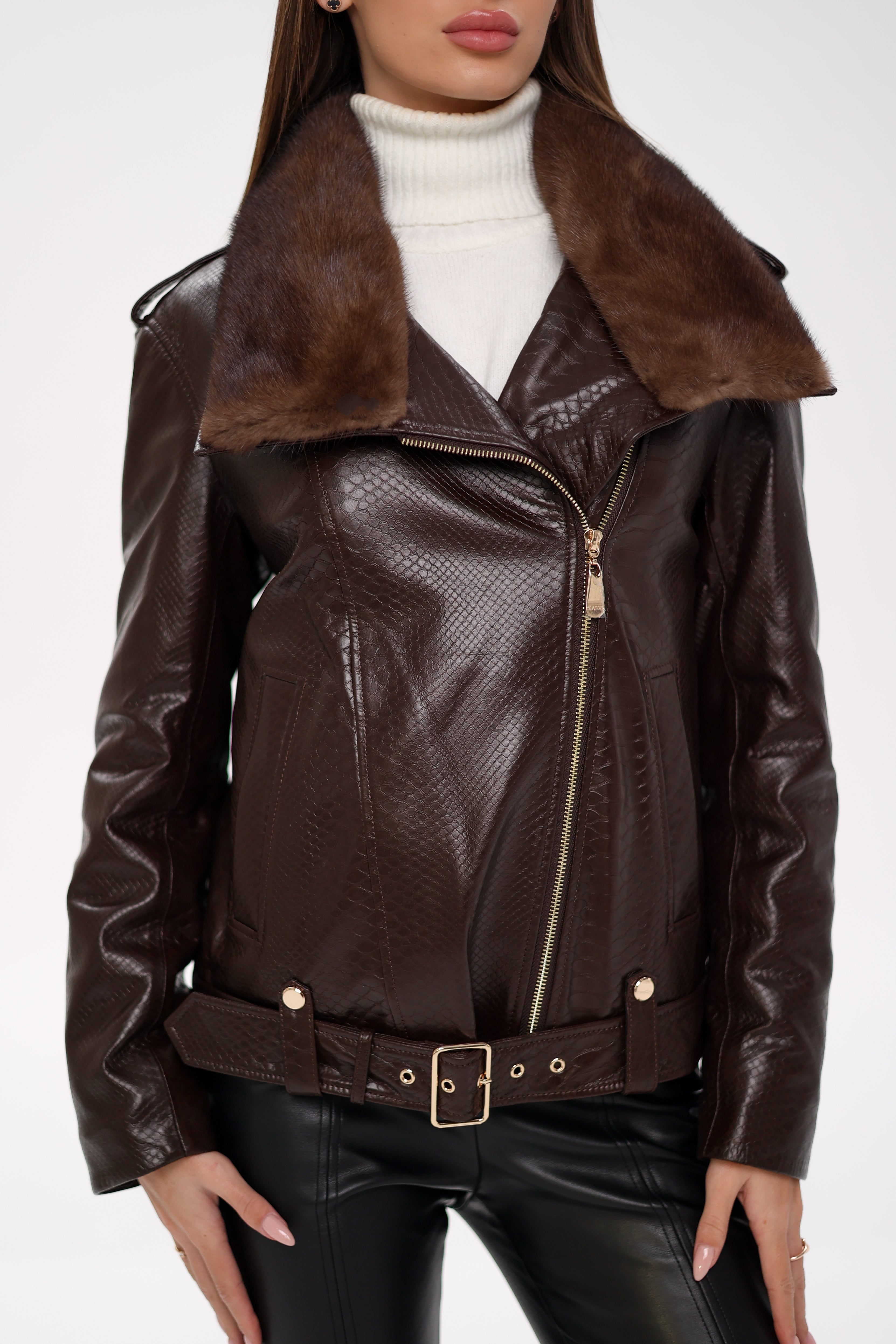 Genuine Mink Fur Embossed Leather Jacket Alaska® Outerwear Company