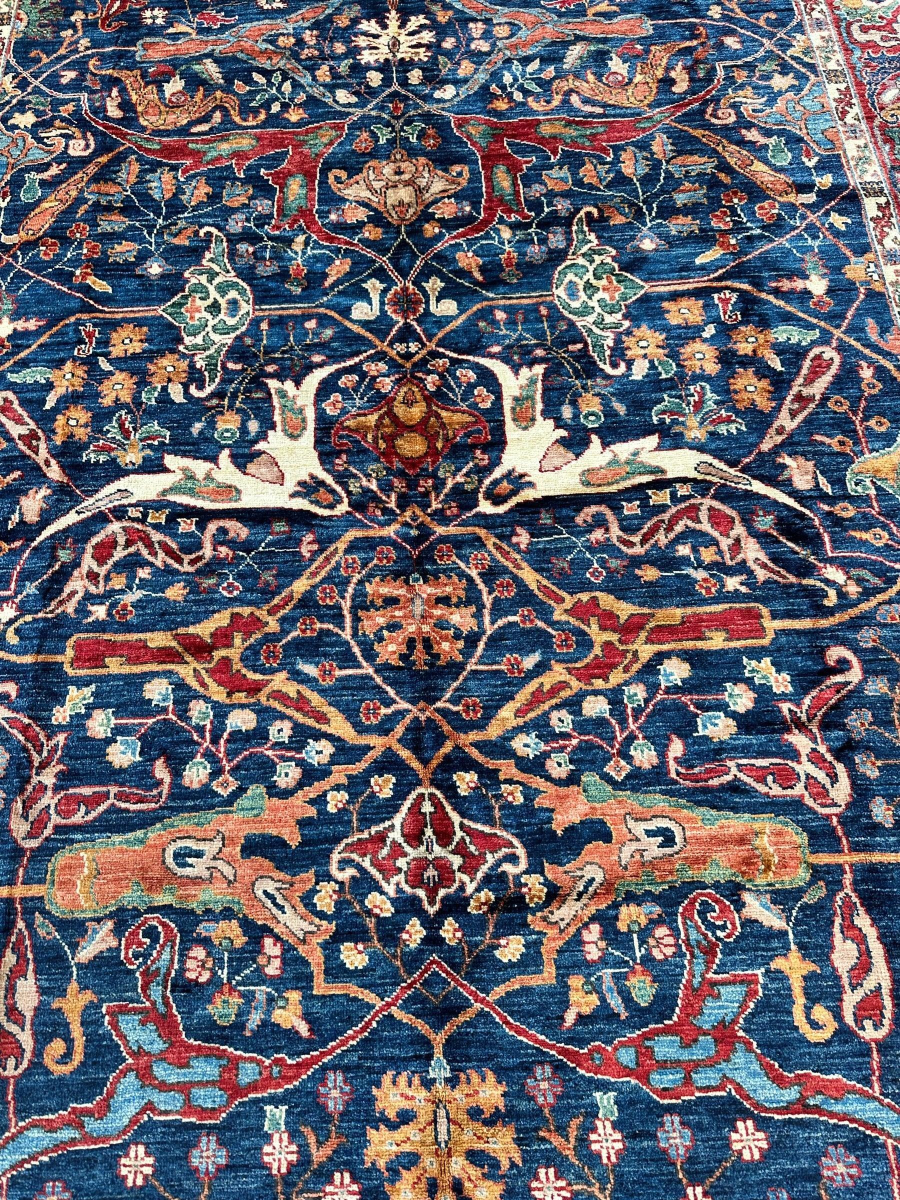 Hand-Knotted AfghanI Bidjar Ghazni Wool Rug – 6'7" x 9'10" – Elegant Floral Design Rugistan