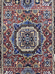 Hand-Knotted Afghani Blue & Brown Mamluk Wool Rug – 40” x 62” Rugistan