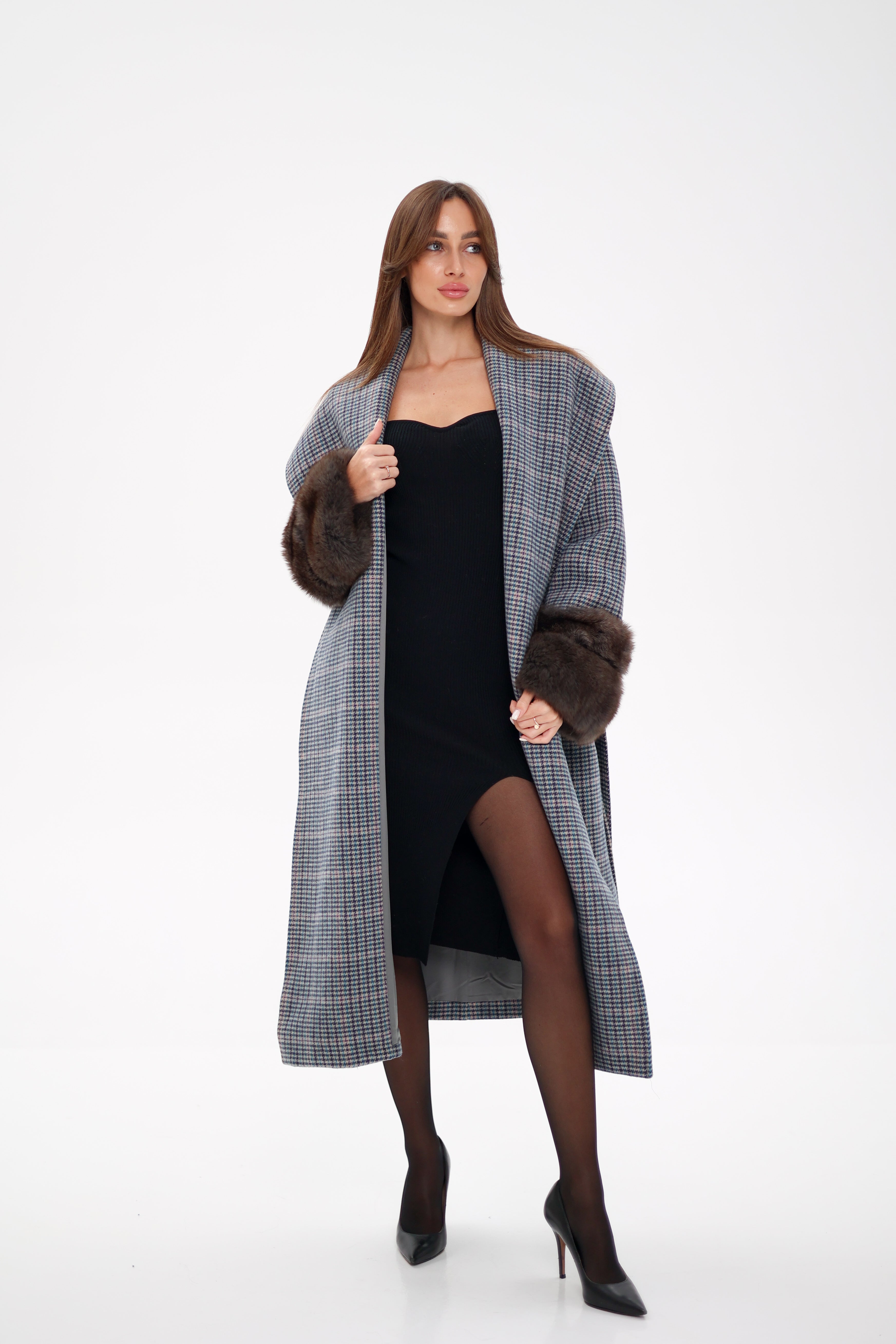 Genuine Polar Fox Fur Virgin Wool Wrap Coat Alaska® Outerwear Company