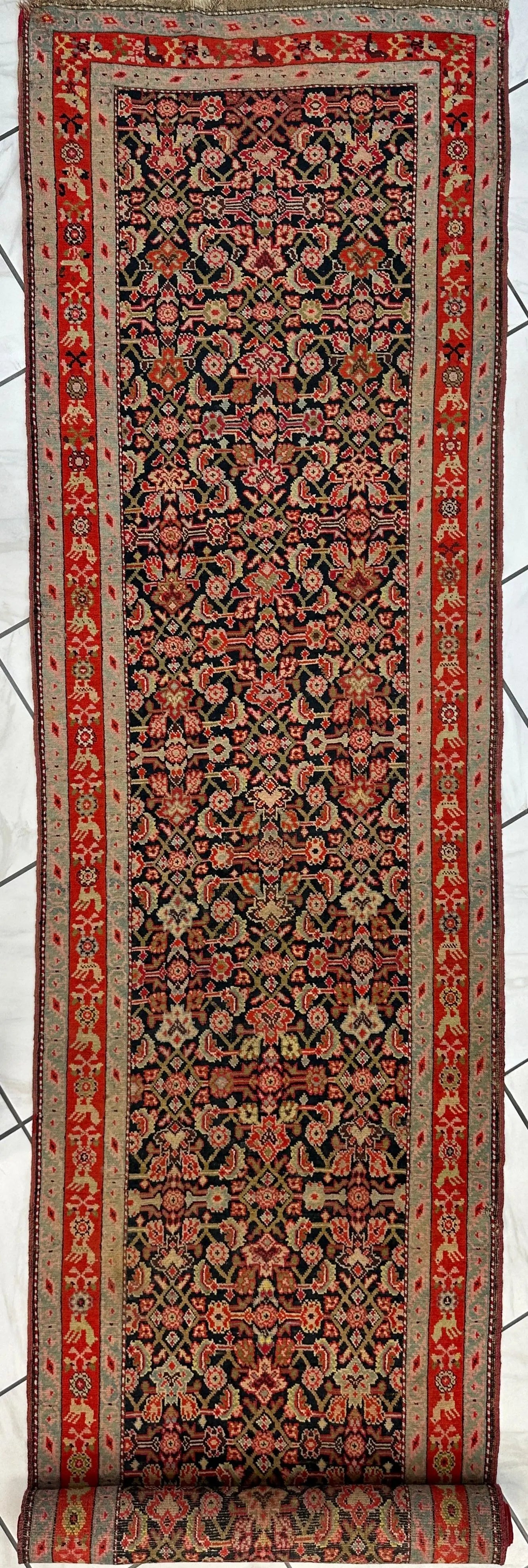 3’4” x 17’ Karabkah Antique Caucasian Wool on Wool Runner Rugistan