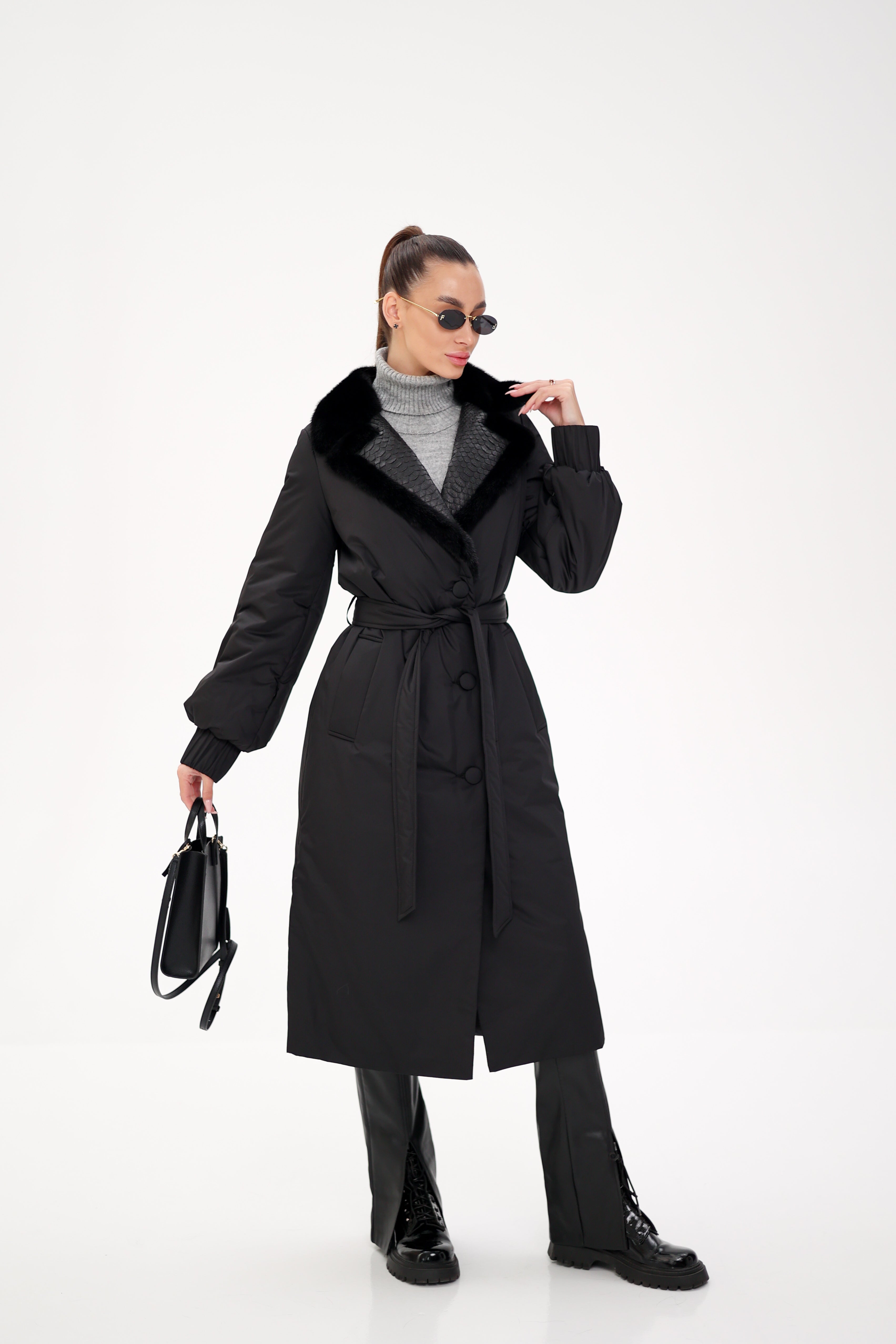 Genuine Mink Fur Real Python Leather Trim Coat Alaska® Outerwear Company