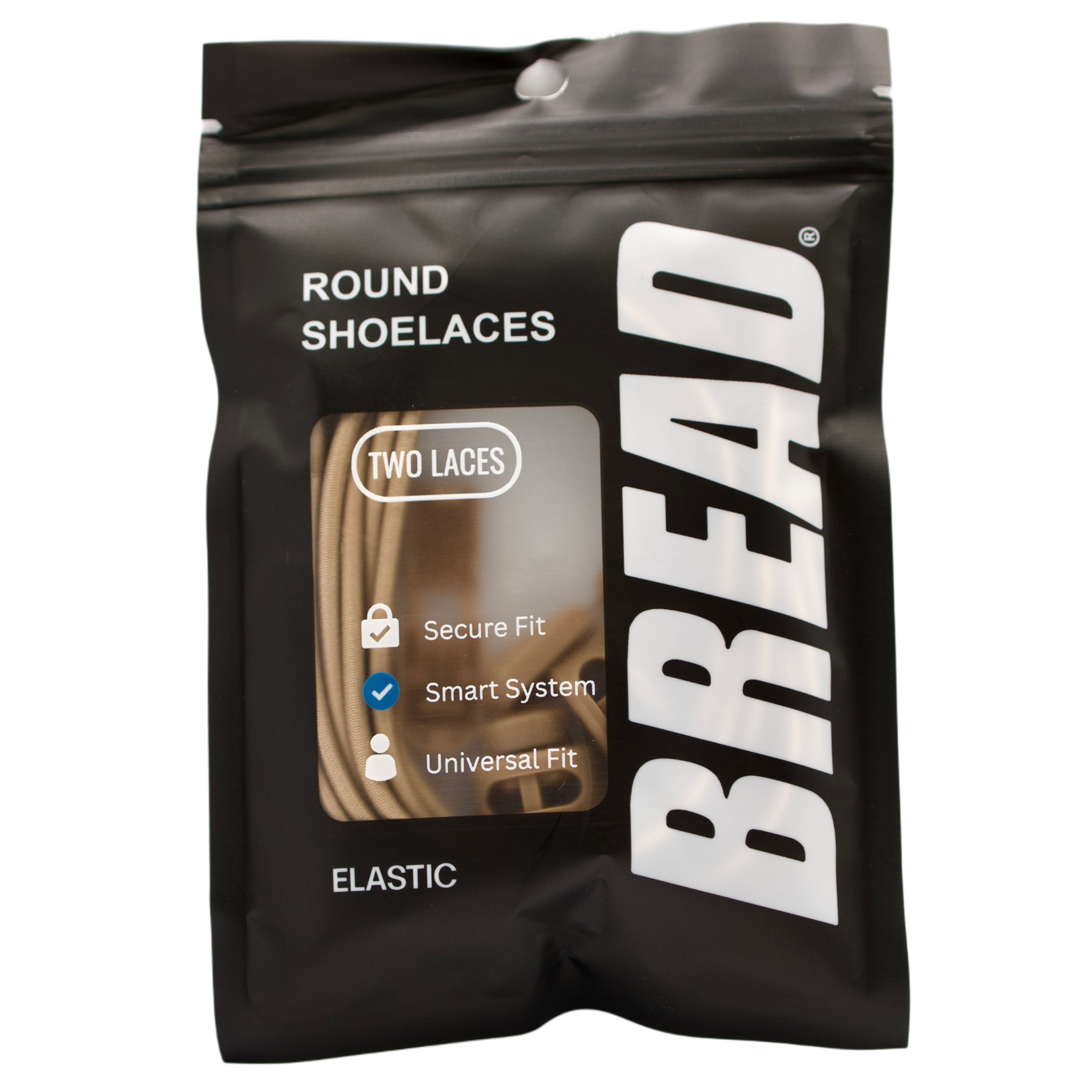 Packaged shoelaces with 'BREAD' branding on a white background