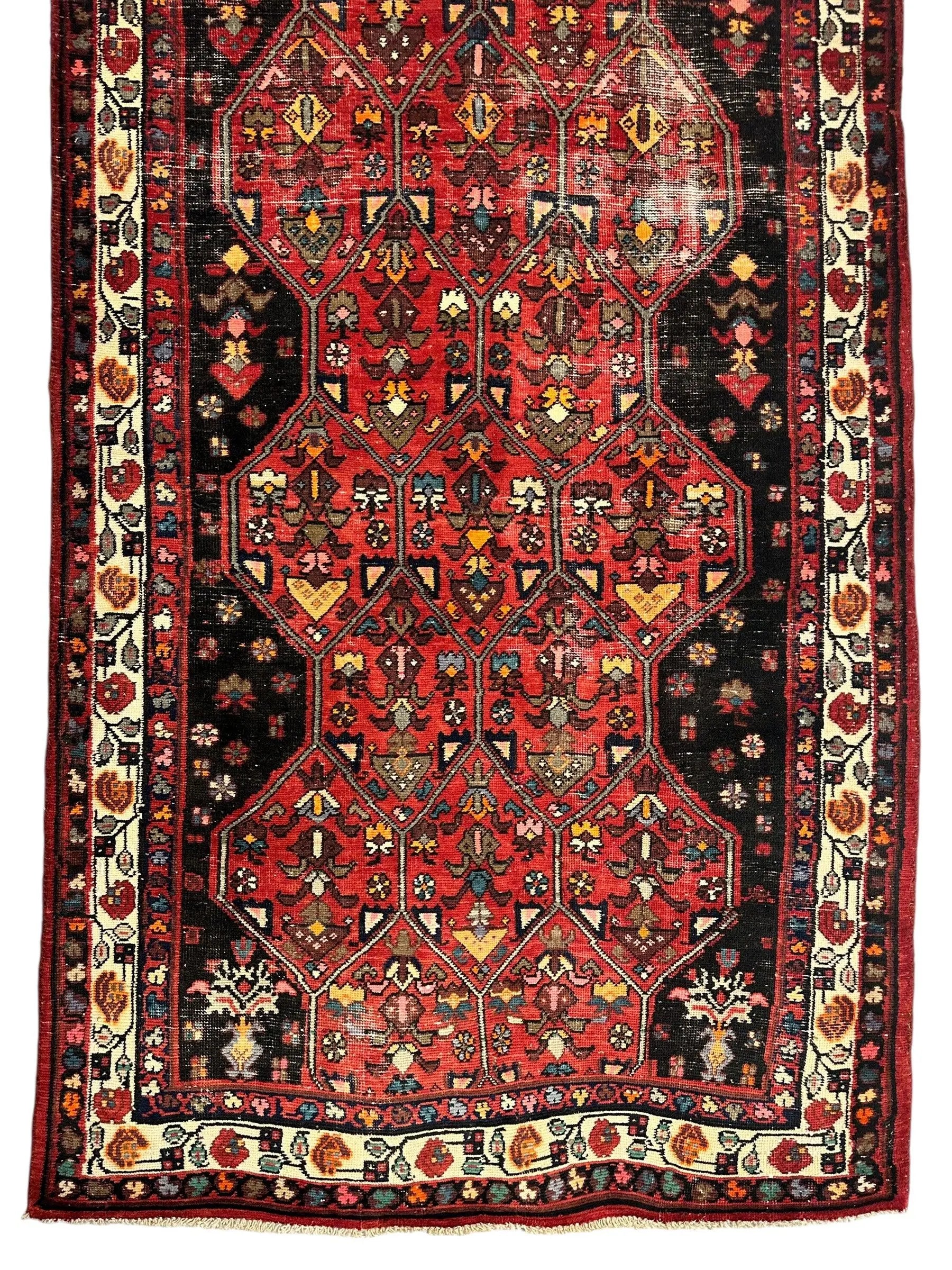 Vintage Persian Hosseinabad Runner Rug - 4’2” x 10’5” - Handwoven Wool, Circa 1950s Rugistan