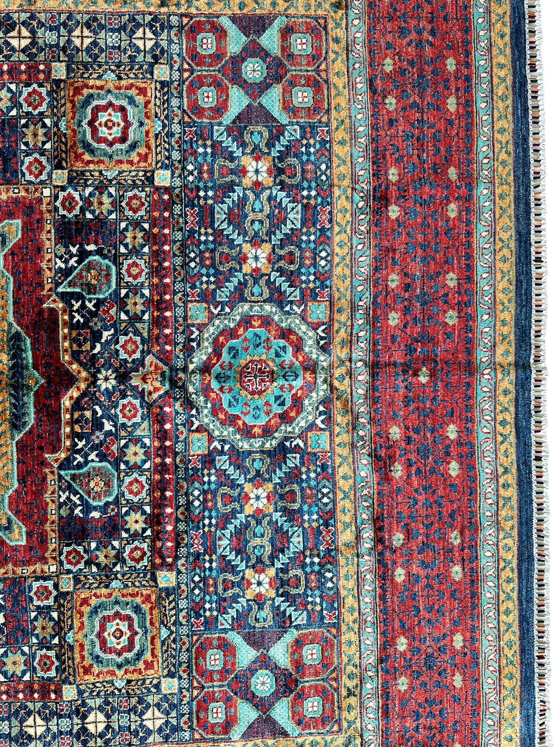 Hand-Knotted Mamluk Wool Rug – 8'4" x 9'9" – Intricate Geometric Masterpiece Rugistan