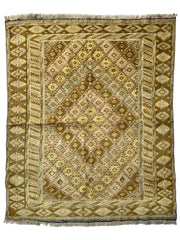 Hand-Knotted Afghani Nakhunak Wool Rug - 4' x 4'11" Rugistan