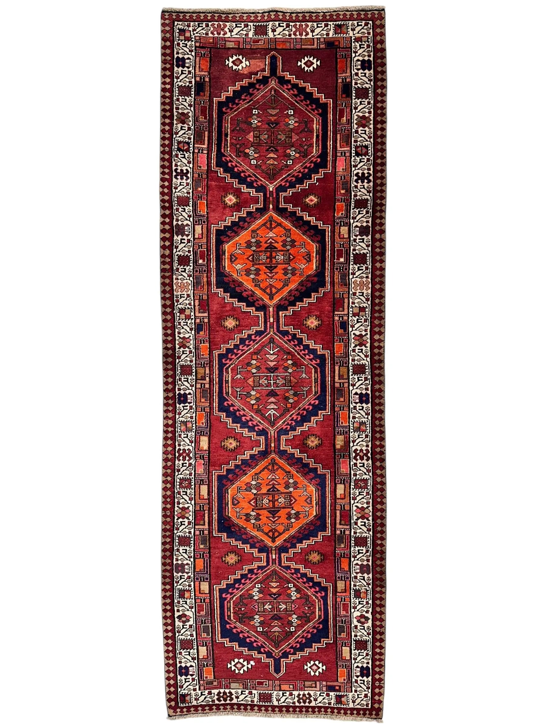 Vintage Persian Sarab Wool Runner Rug 3’4 x 10’7” Rugistan