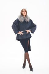 Genuine Silver Fox Fur Virgin Wool Coat Alaska® Outerwear Company