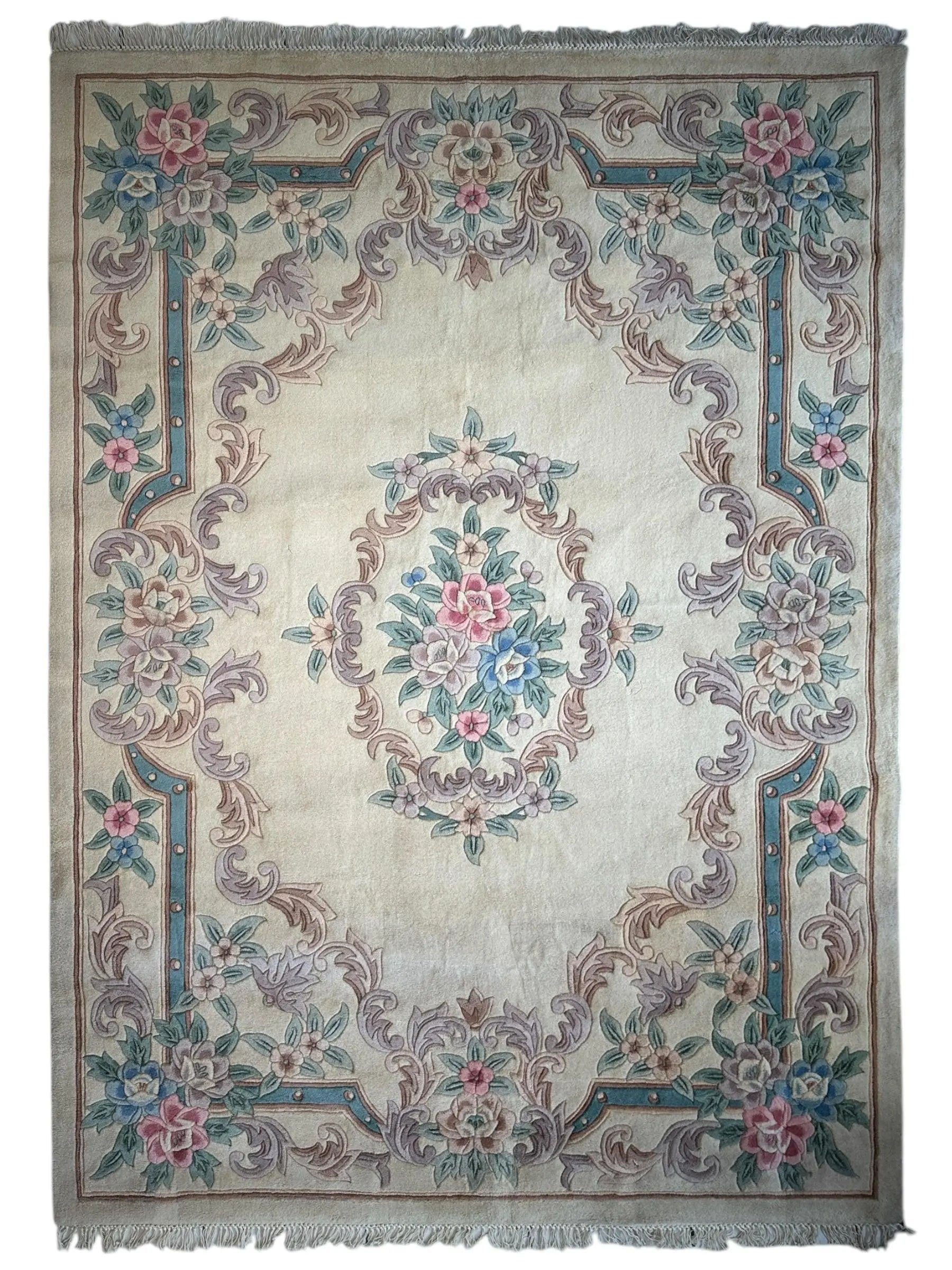 Hand-Tufted Chinese Aubusson Wool Rug – 7'10" x 11' – Luxurious Traditional Design Rugistan