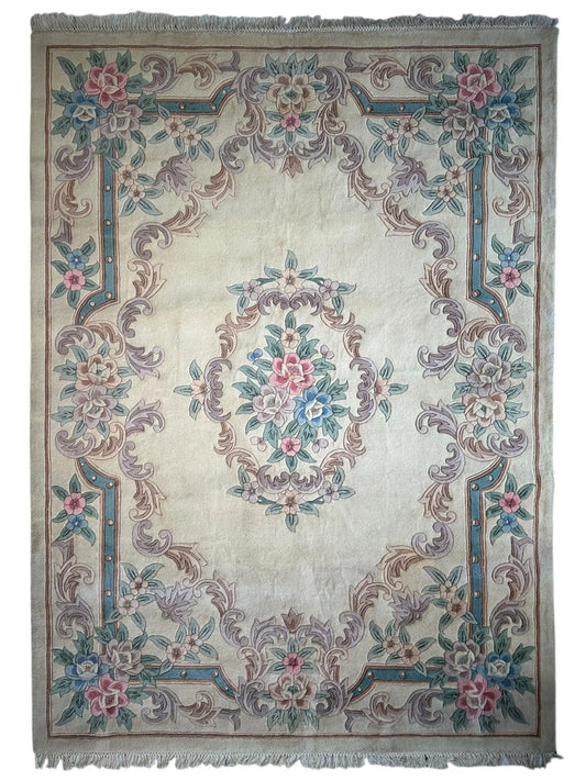 Hand-Tufted Chinese Aubusson Wool Rug – 7'10" x 11' – Luxurious Traditional Design Rugistan