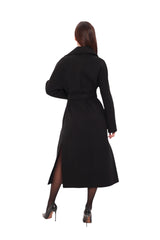 Cambridge Comfort Wraparound Wool Cashmere Coat in Black