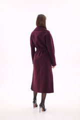 Cambridge Comfort Wraparound Wool Cashmere Coat in Royal Burgundy