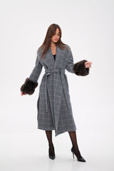 Genuine Polar Fox Fur Virgin Wool Wrap Coat Alaska® Outerwear Company