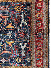 Hand-Knotted Afghani Bidjar Wool Rug – 9’x12’ – Intricate Geometric & Floral Motifs Rugistan