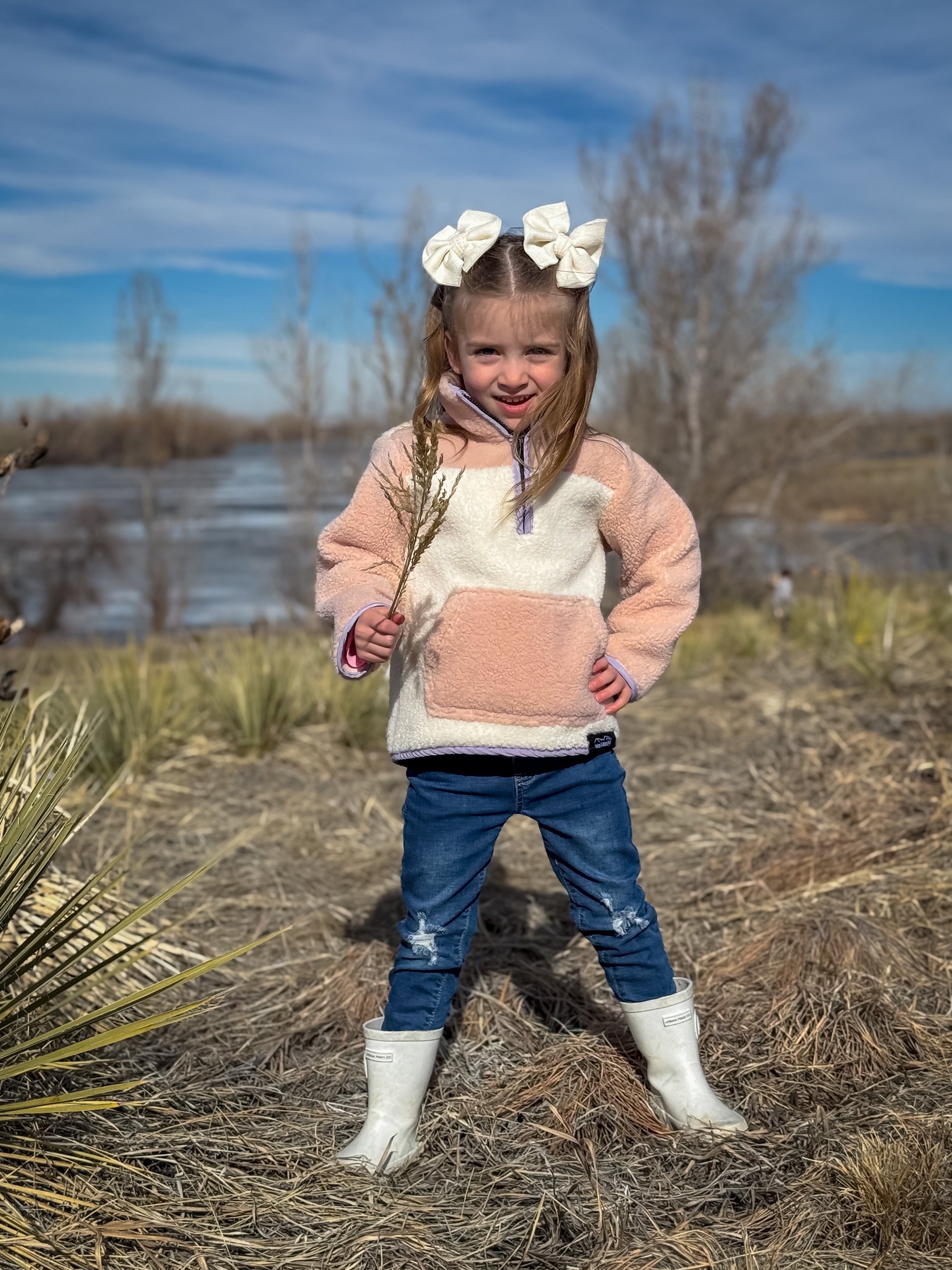 Blush Pink Sherpa Pullover - Fuzzy Warm Comfort Sweatshirt Keep the Littles Wild