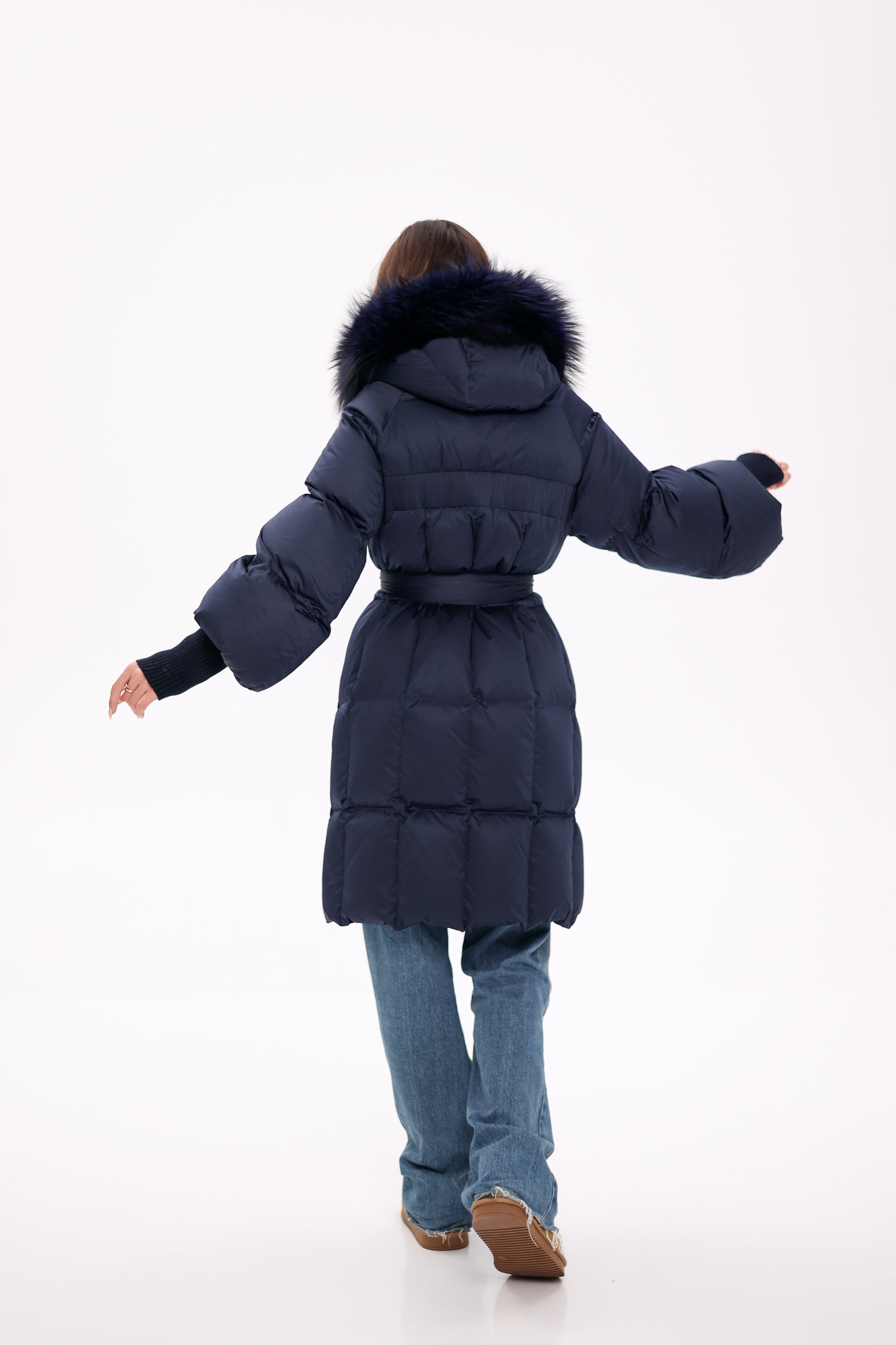 Genuine Fox Fur Trim Down Coat in Royal Blue Alaska® Outerwear Company