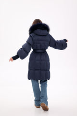 Genuine Fox Fur Trim Down Coat in Royal Blue Alaska® Outerwear Company