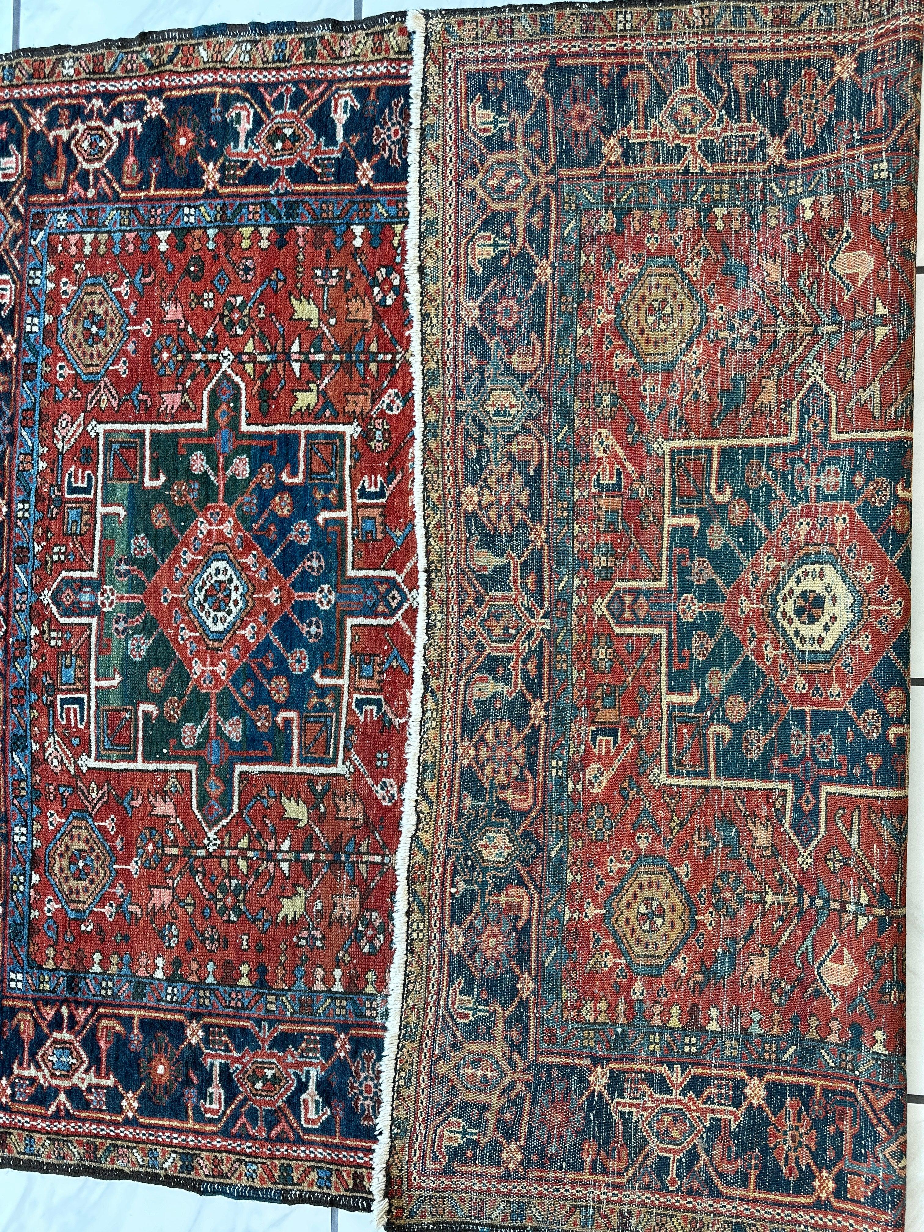KARAJA Persian Antique Heriz Rug 4'9" x 6' Rugistan