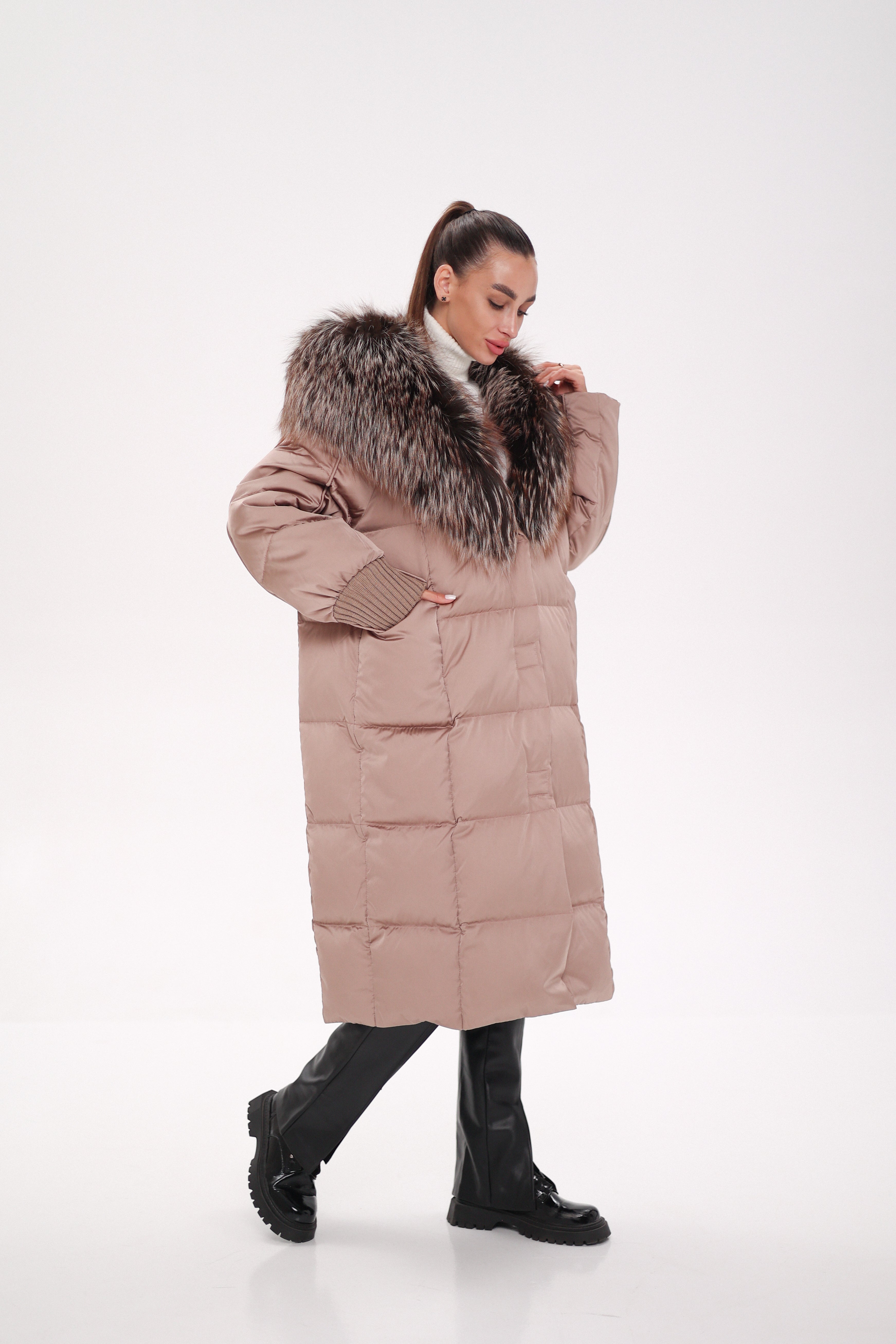 Rei Silver Fox Fully Lined Hood Down Coat in Blush Alaska® Outerwear Company