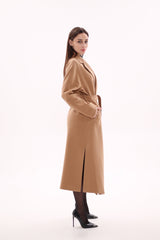 Cambridge Comfort Classic Wraparound Wool Blend Overcoat in Camel
