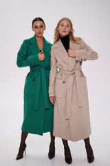Eliza Classic Cashmere Wool Blend Overcoat in Nude