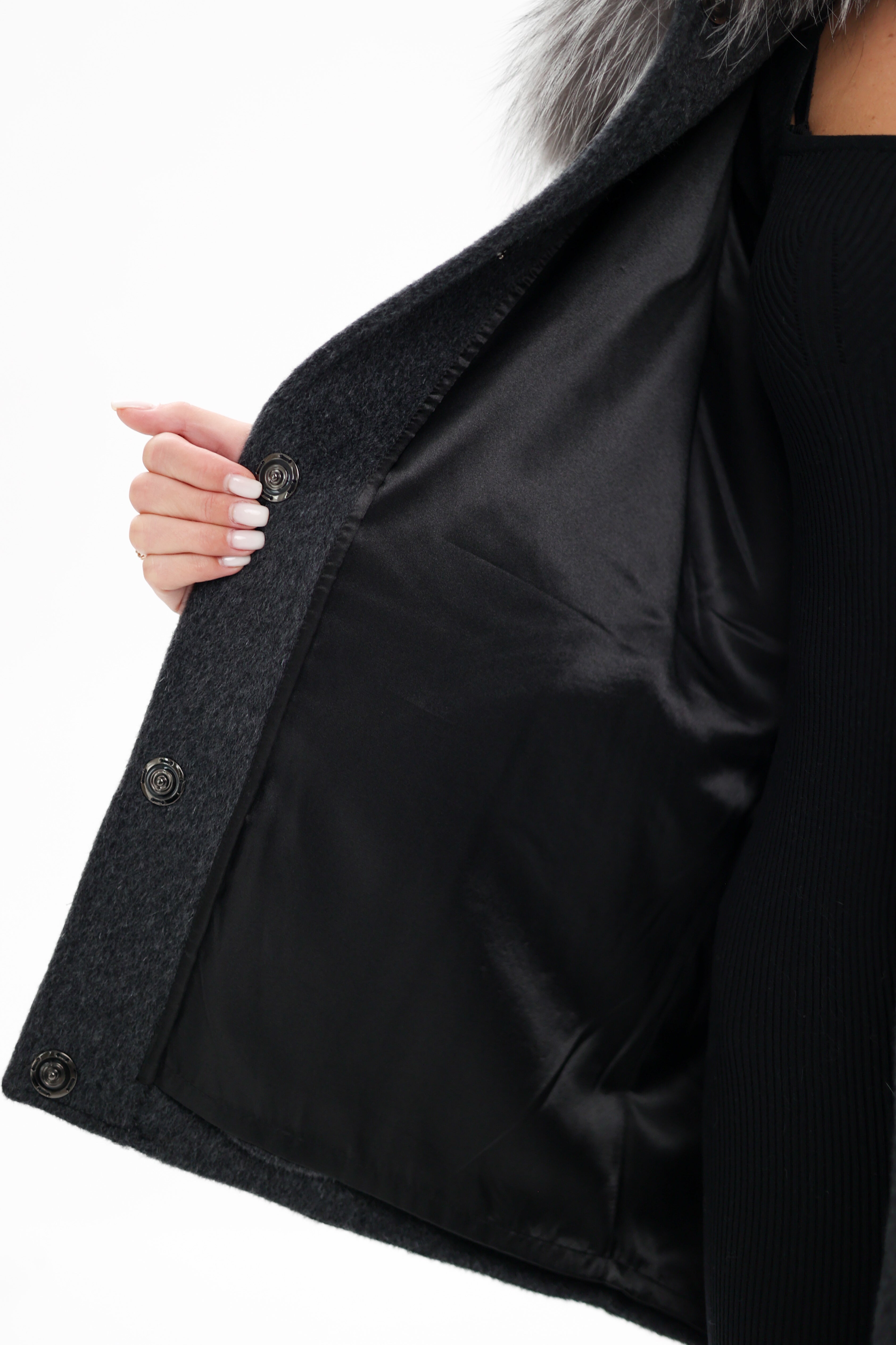 Genuine Silver Fox Fur Virgin Wool Coat Alaska® Outerwear Company