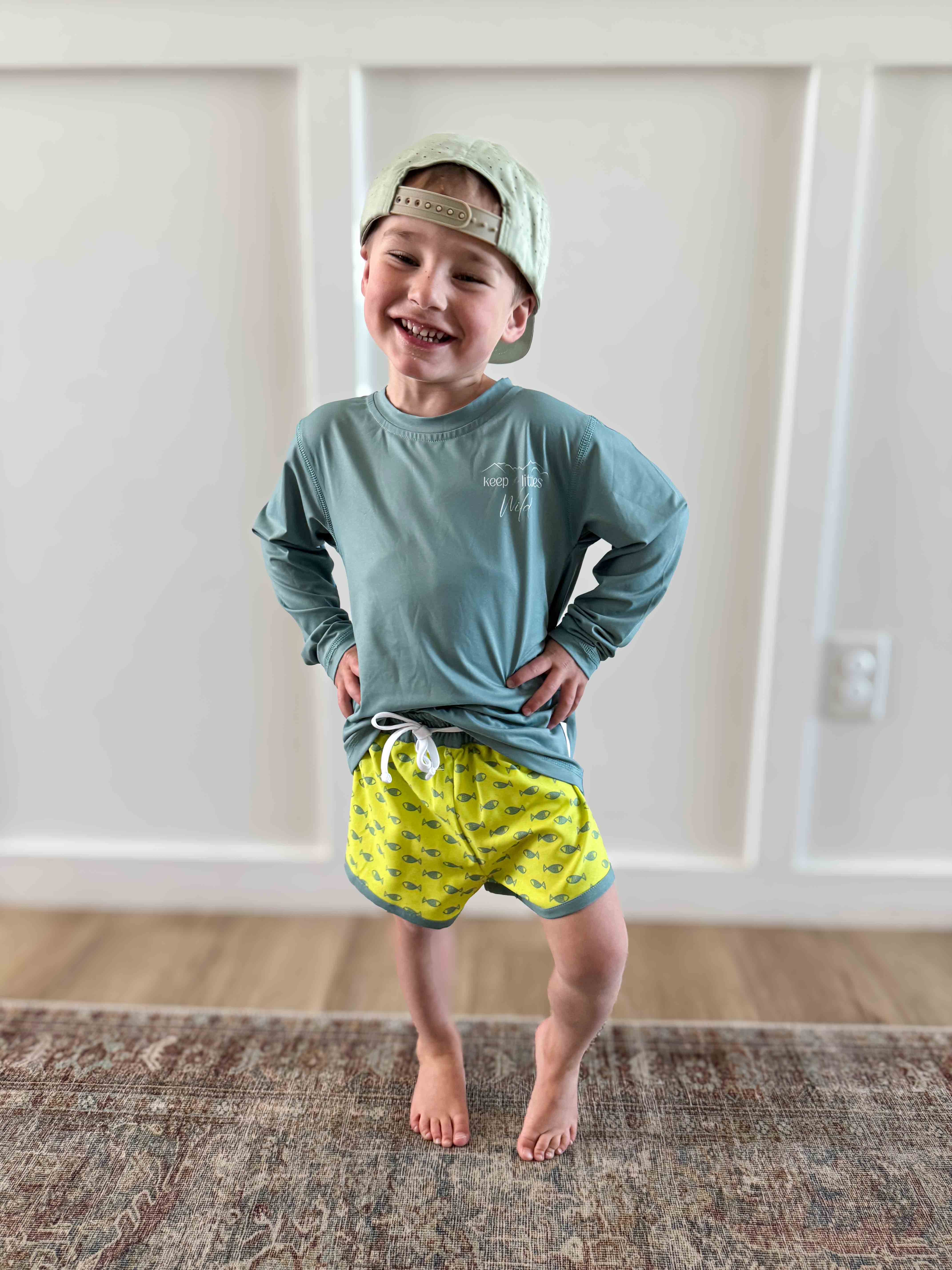 neon fish hybrid shorts Keep the Littles Wild