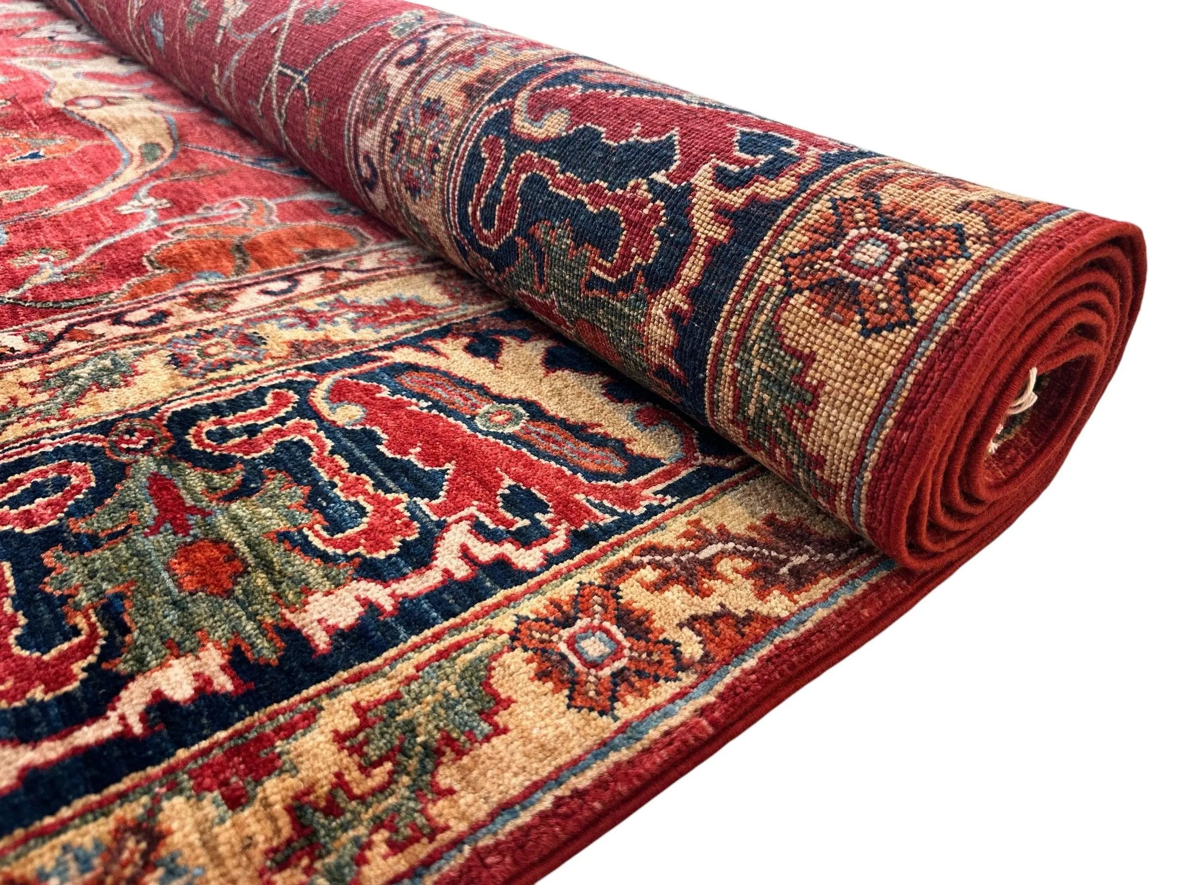 Hand-Knotted Afghani Bidjar Wool Rug – 9’x12’6” – Intricate Geometric & Floral Motifs Rugistan