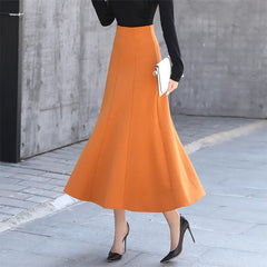 Women’s Elegant Long A-Line Skirt – Cotton, Black or Orange Family Shopolf