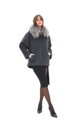 Genuine Silver Fox Fur Virgin Wool Coat Alaska® Outerwear Company
