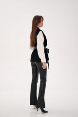 Genuine Mink Fur Leather Trim Wool Vest Alaska® Outerwear Company