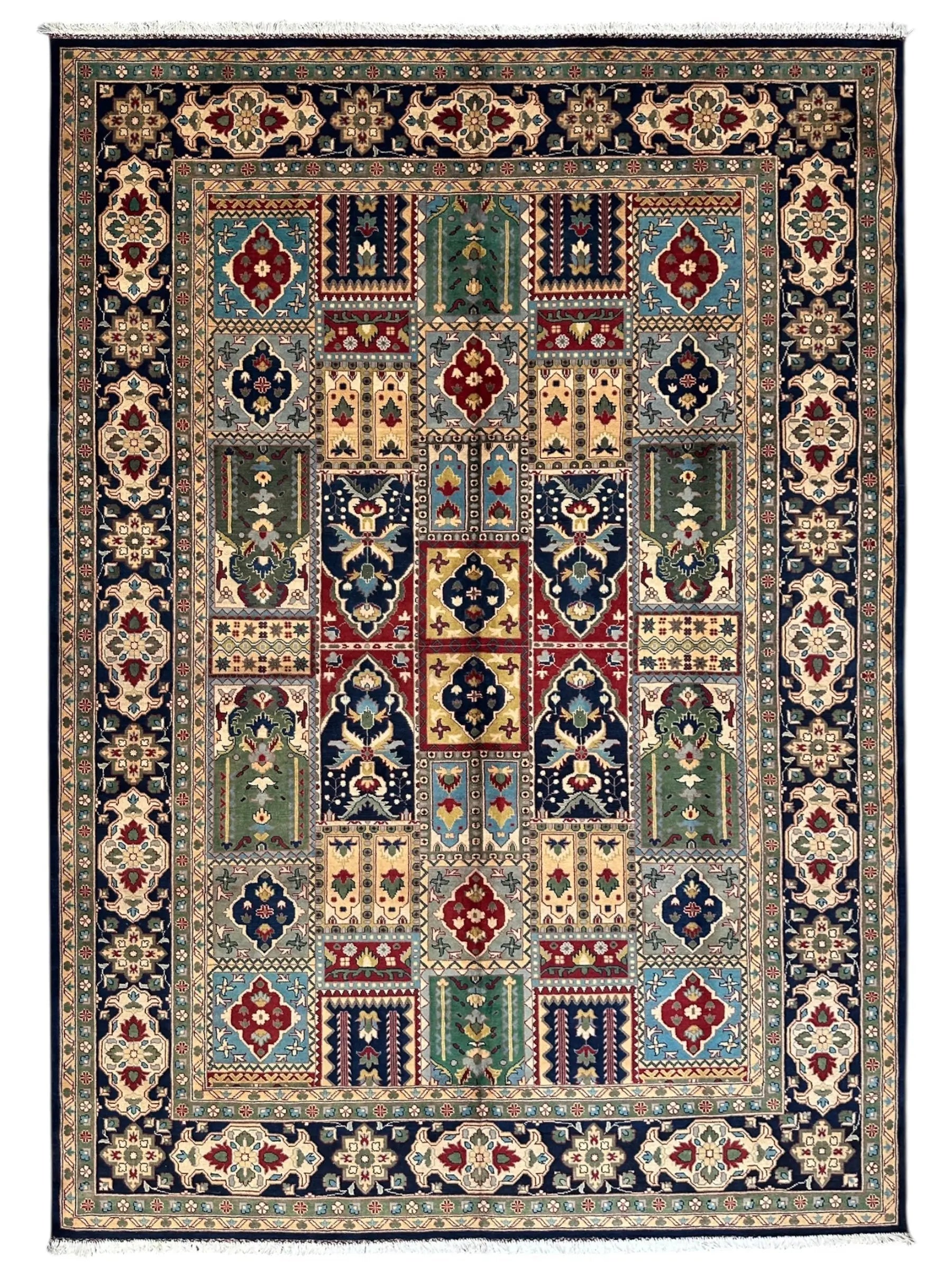 Hand-Knotted Afghani Bakhtiari Garden Rug | 6'9" x 9'10" Wool Area Rug Rugistan