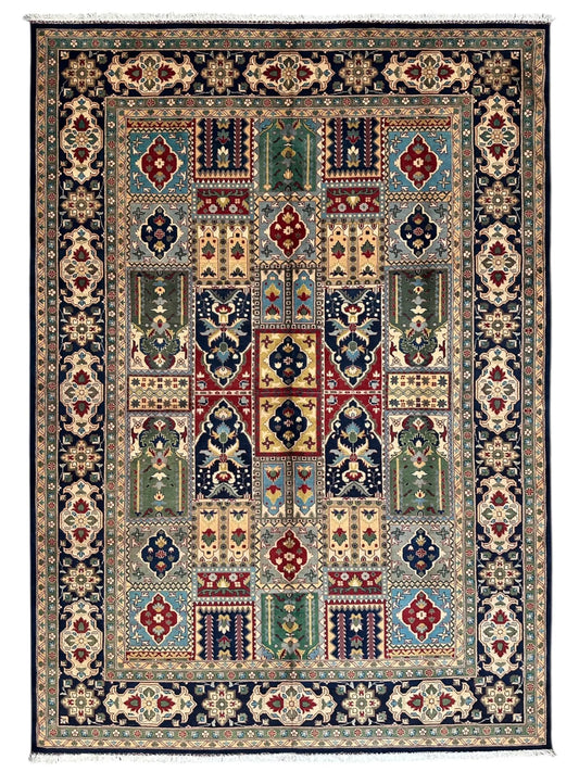 Hand-Knotted Afghani Bakhtiari Garden Rug | 6'9" x 9'10" Wool Area Rug Rugistan