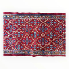 Vintage Mashhad Wool Runner – 3’3” x 8’4” – 1970s, Rich Red with Blue & Beige Accents Rugistan
