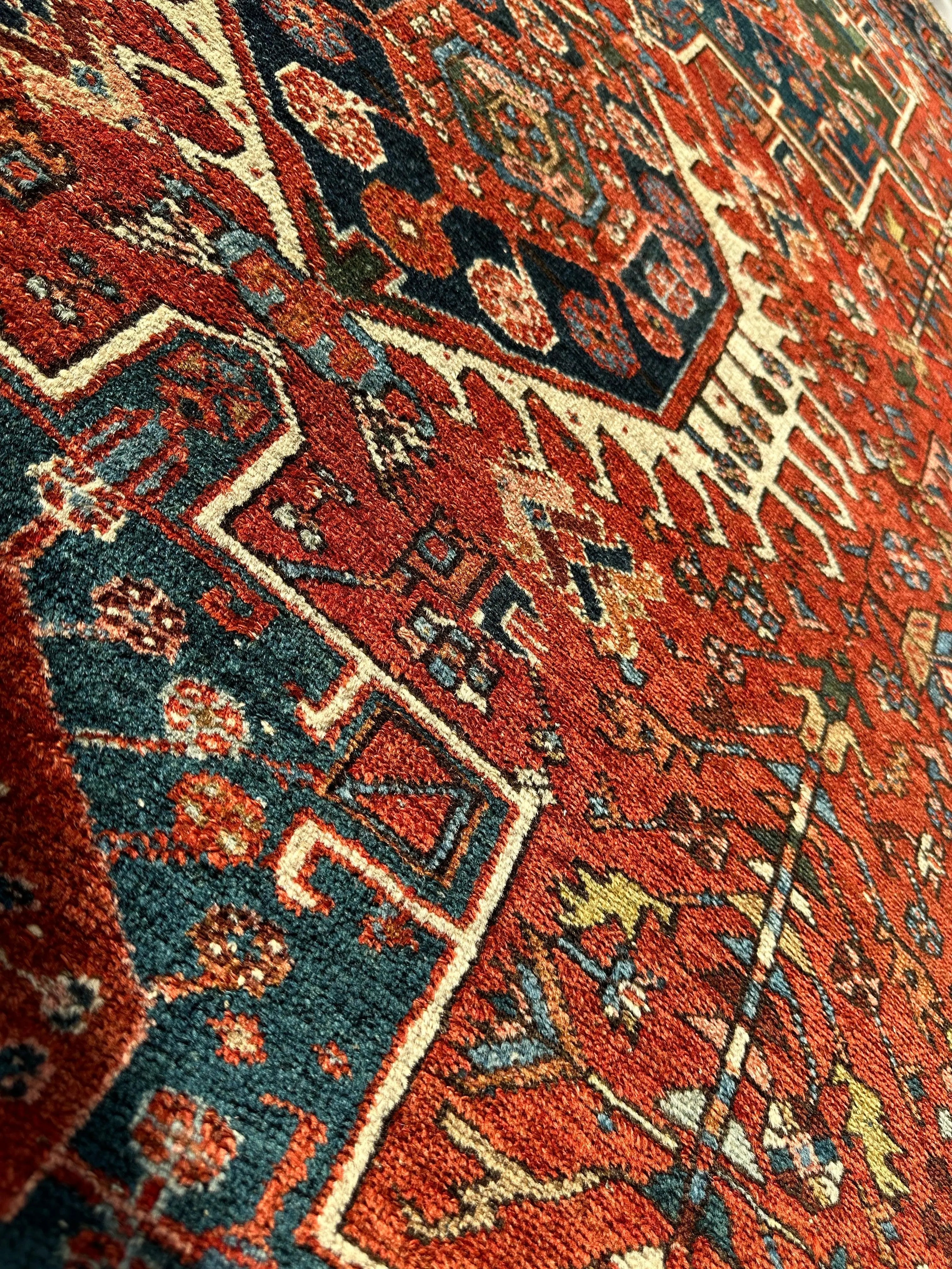 KARAJA Persian Antique Heriz Rug 4'9" x 6' Rugistan
