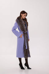 Genuine Silver Fox Virgin Wool Wrap Coat in Lavender Alaska® Outerwear Company