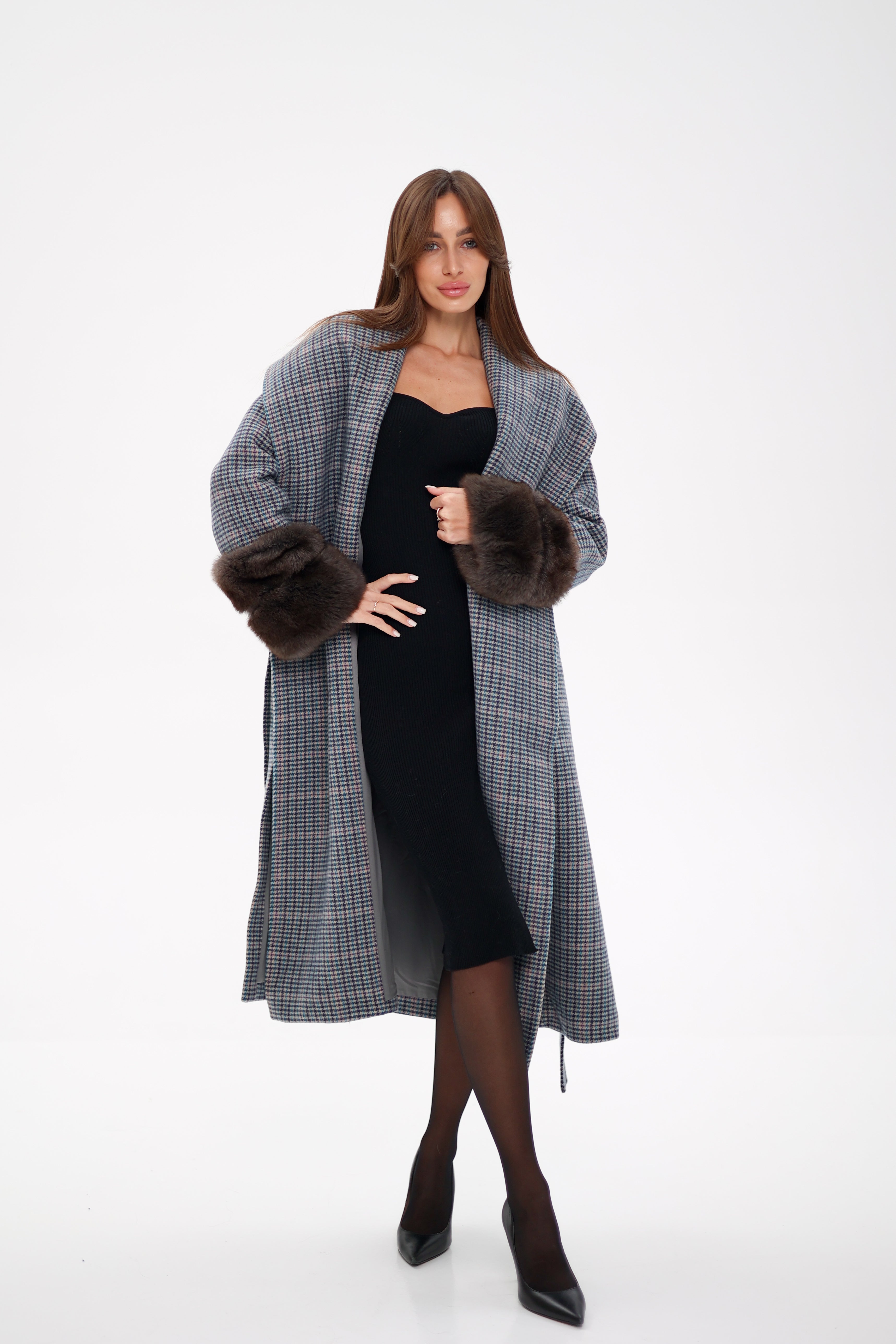 Genuine Polar Fox Fur Virgin Wool Wrap Coat Alaska® Outerwear Company