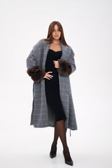 Genuine Polar Fox Fur Virgin Wool Wrap Coat Alaska® Outerwear Company