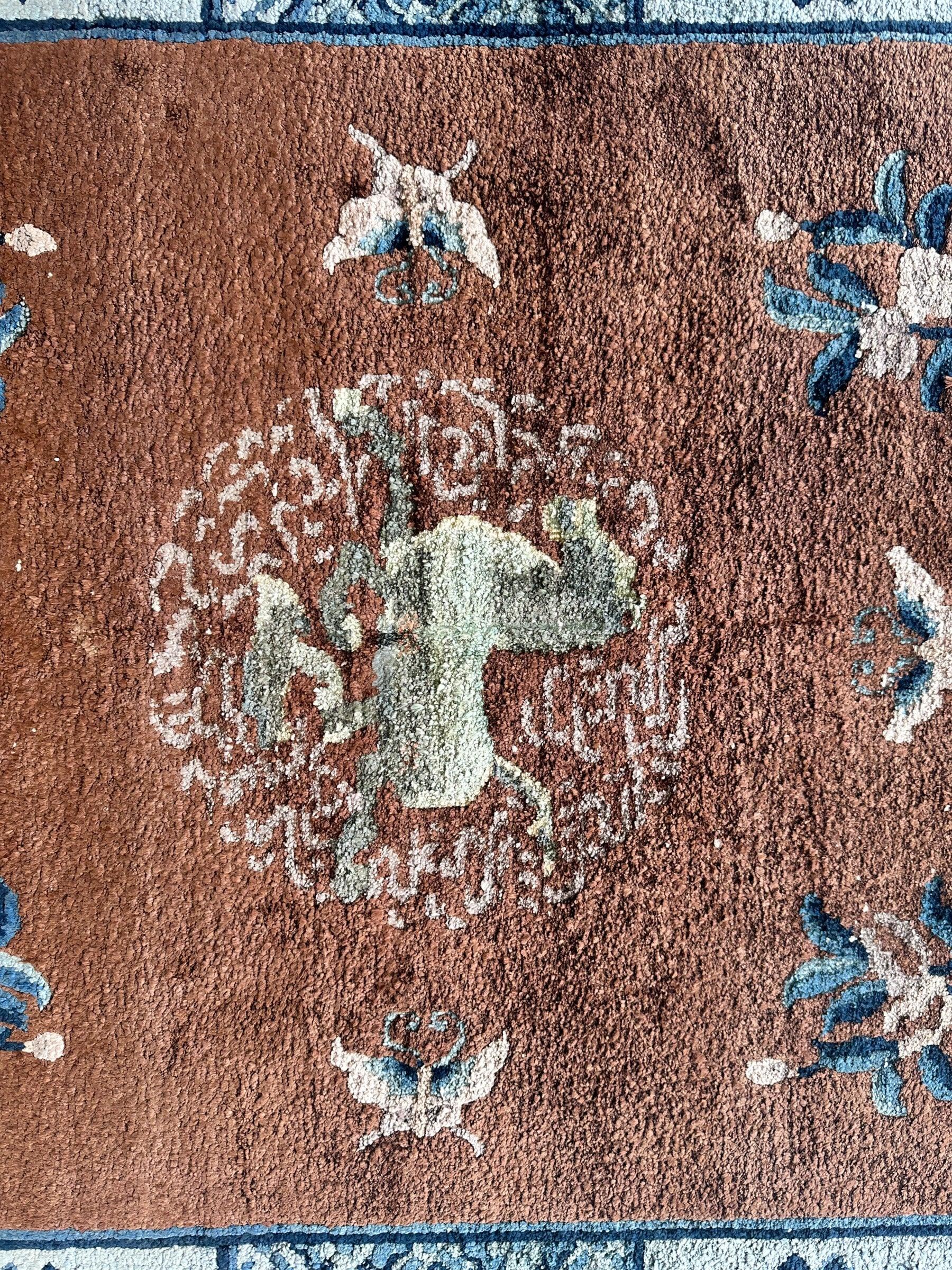 Hand-Knotted Chinese Silk Peking Rug – 3’ x 5’ – Luxurious Floral Design Rugistan