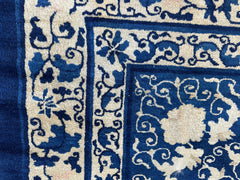 Hand-Knotted Antique Chinese Peking Wool Rug – 9’ x 11’5” – Distressed Blue, 19th Century Rugistan