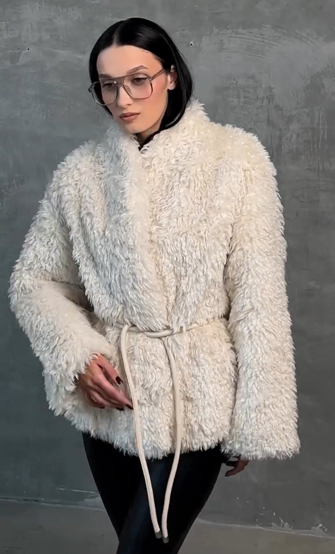 Faux Fur Coat with Leather Belt Alaska® Outerwear Company