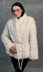 Faux Fur Coat with Leather Belt Alaska® Outerwear Company