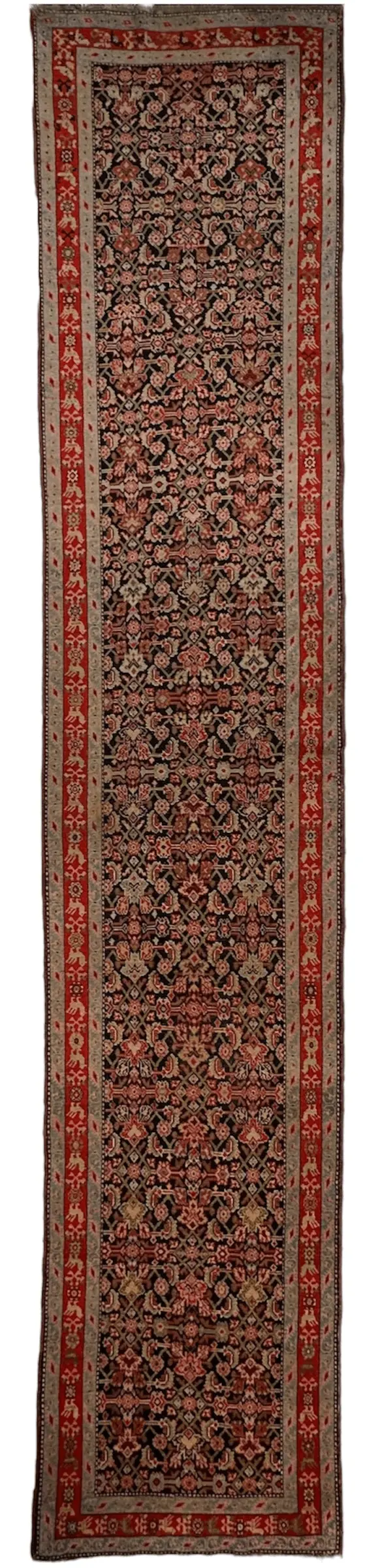 3’4” x 17’ Karabkah Antique Caucasian Wool on Wool Runner Rugistan