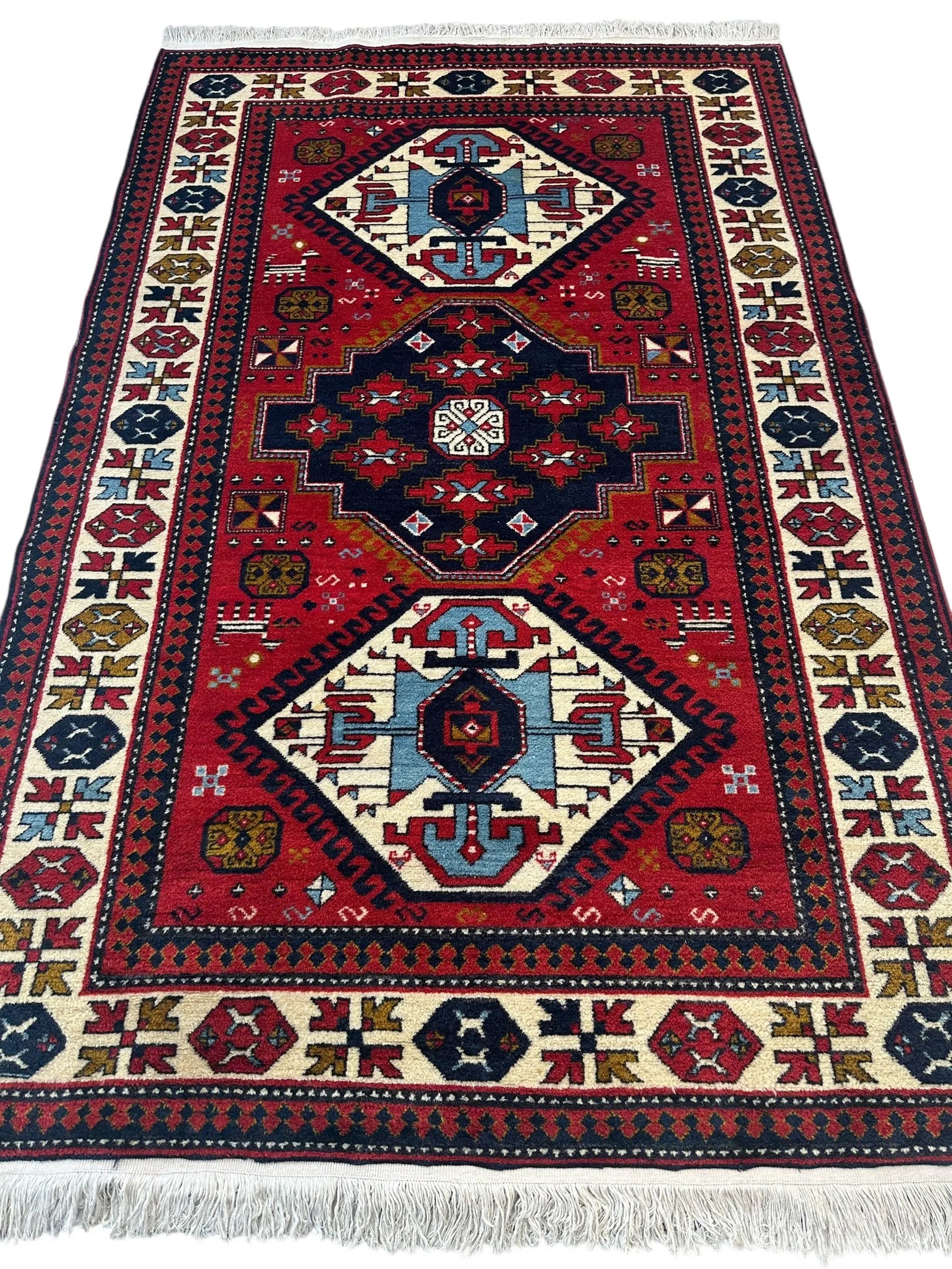 Armenian Yerevan Wool Rug – 4’6” x 6’11” – Hand-Knotted Geometric Design Rugistan