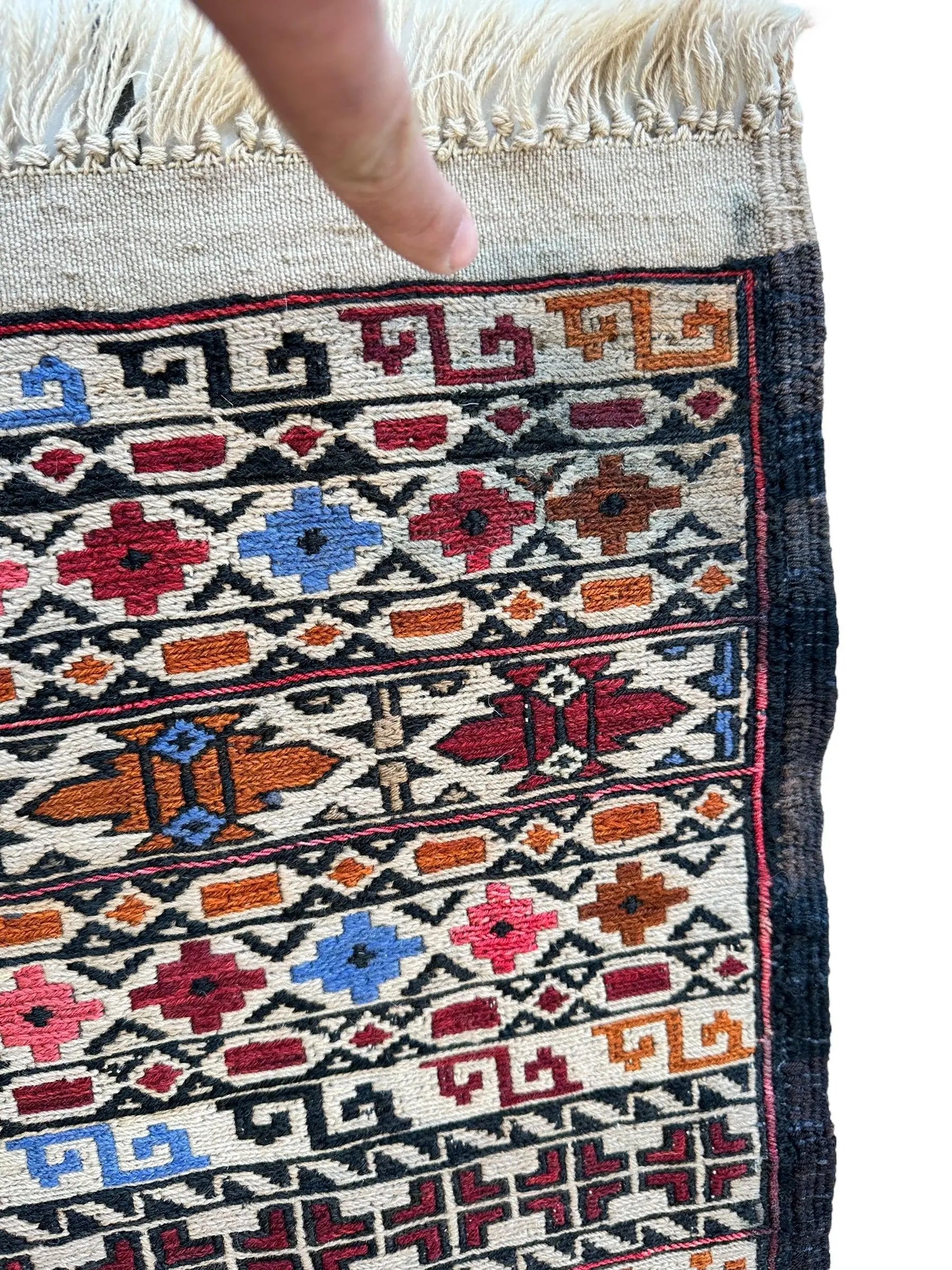 Hand-Woven Afghani Maliki Soumak Wool Kilim Rug - 4'2" x 6'6" Rugistan