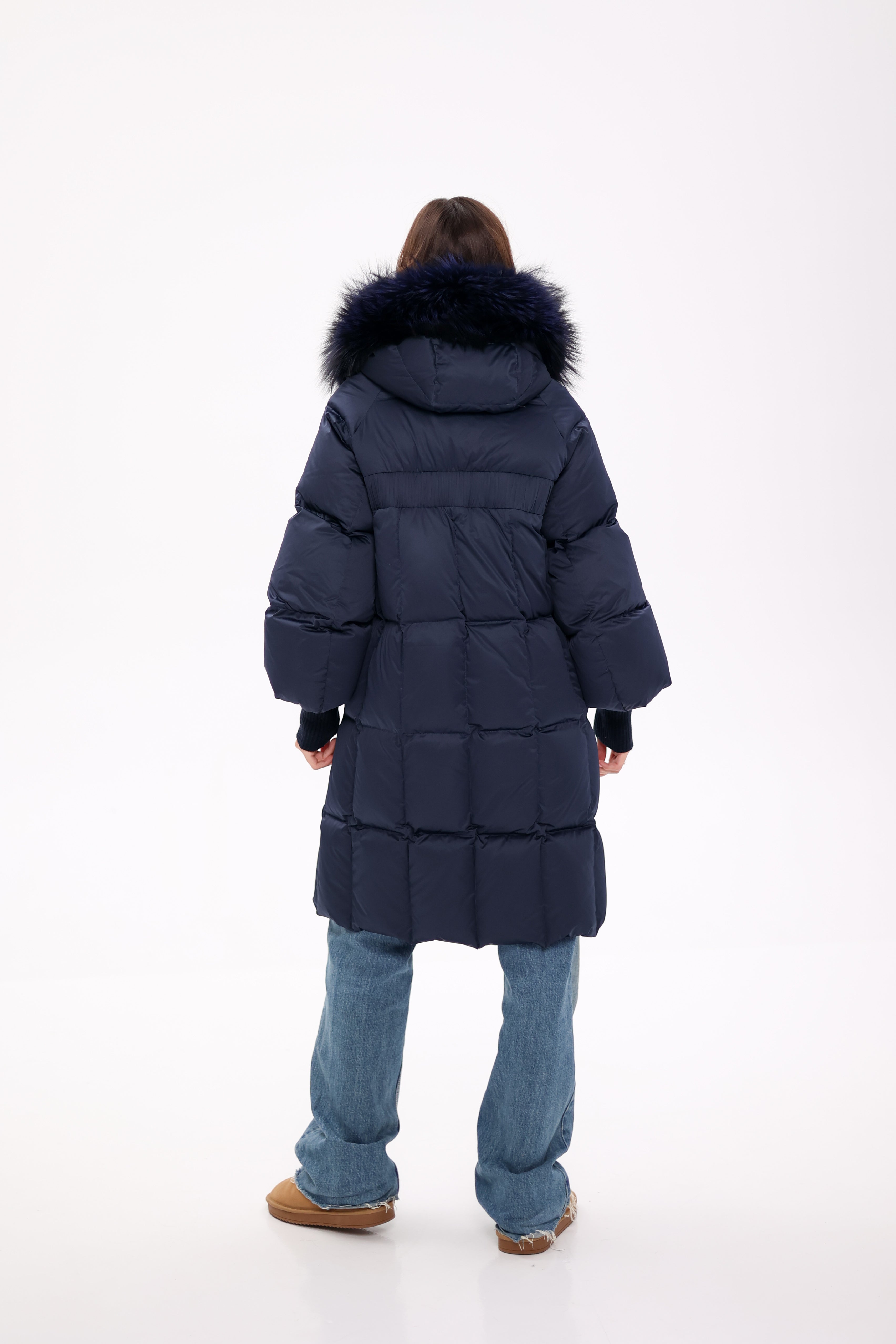 Genuine Fox Fur Trim Down Coat in Royal Blue Alaska® Outerwear Company