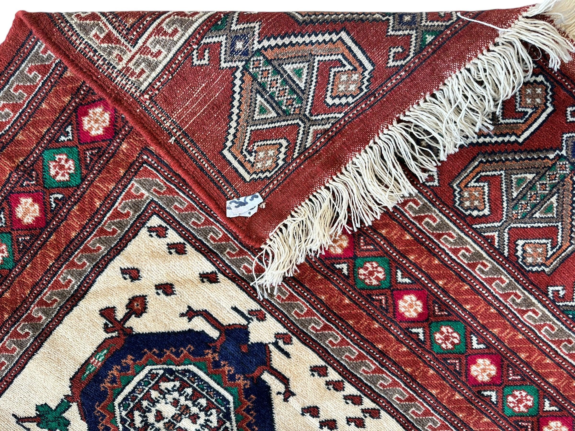 Hand-Knotted Afghani Kazak Wool Rug - 4'8" x 7'2" Rugistan