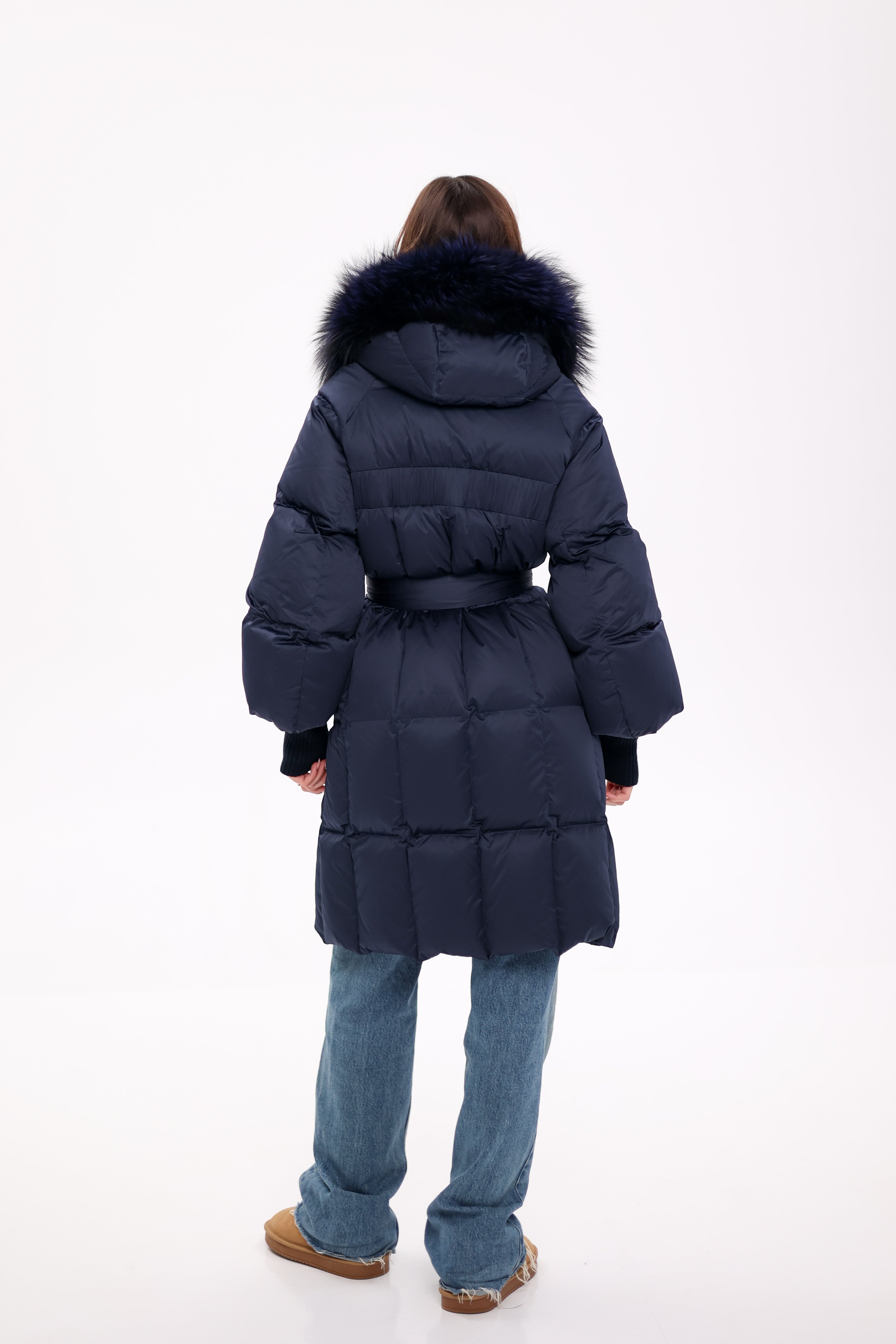 Genuine Fox Fur Trim Down Coat in Royal Blue Alaska® Outerwear Company