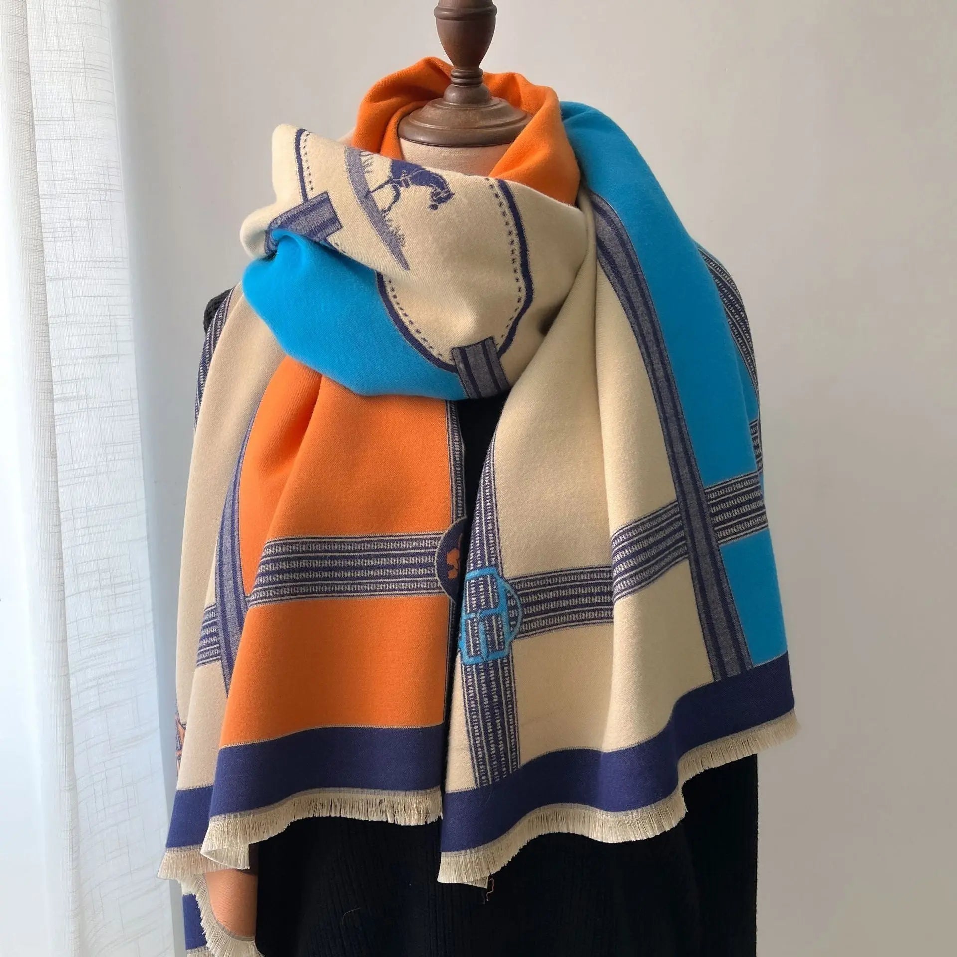 Women's Color Block Imitation Cashmere Scarf Family Shopolf