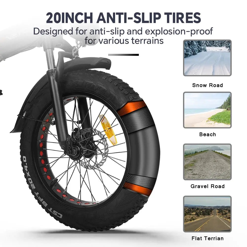 At20 Eletric Fat Bike 10AH/15AH/20AH 48V 750W Up To 45km/h